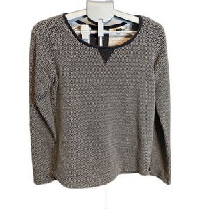 Maison Scotch Womens Black White Striped Sweater Sz 1 Preppy Classic Prestige